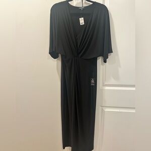 Express Black V-Neck Midi Dress Made in USA